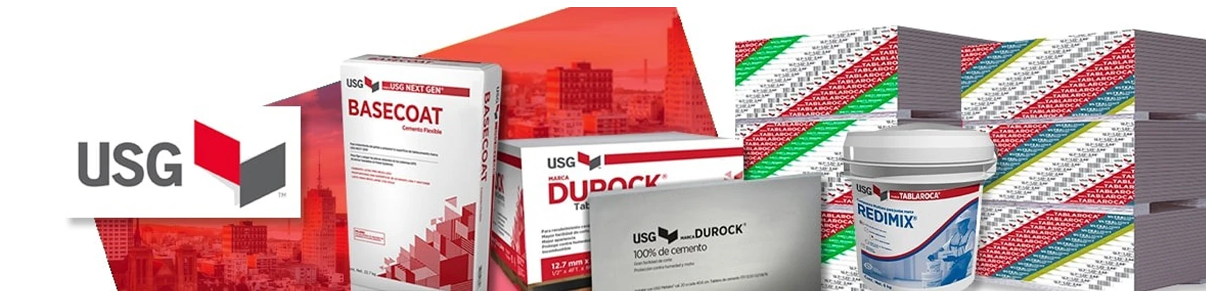 Productos USG basecoat, durok, redimix